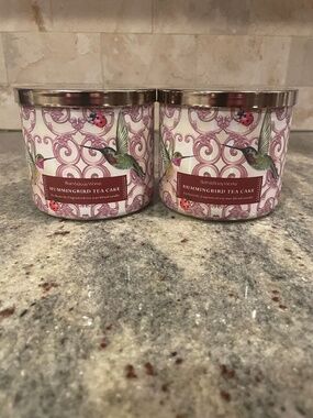 Bath & Body Works Hummingbird Tea Cake 3-Wick Candles x 2 -NEW